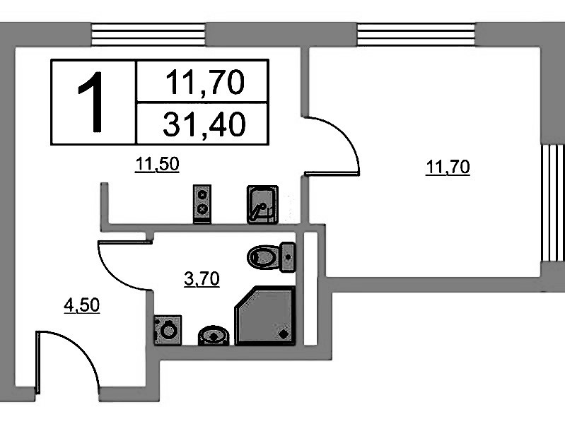 1-комнатная квартира 31.4 м², 3/16 эт., ЖК «Avenue Apart Pulkovo»